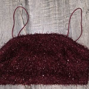 Maroon sparkly cropped tank